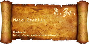 Maic Zsaklin névjegykártya